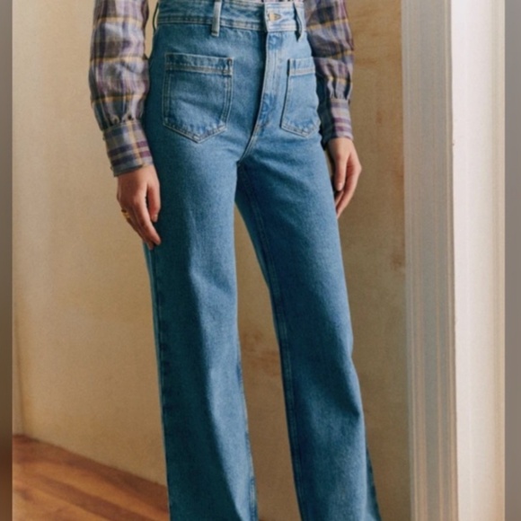 Sezane 1970s Trousers in baby blue - Picture 2 of 6